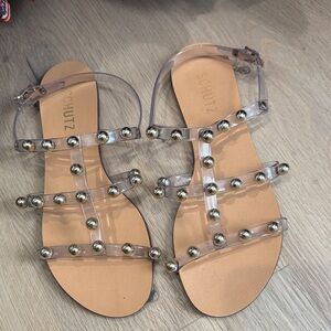 SCHUTZ Clear Sandals with Metallic Accents